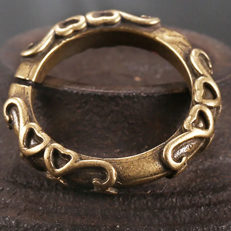 Латунный брелок для ключей ручной работы с рисунком сердца винтажное медное