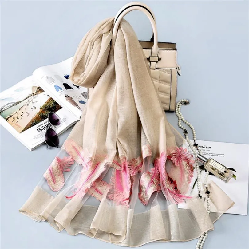 LJCUIYAO женский шарф модный весенний Летний Шелковый шарфы полые платки с кружевом