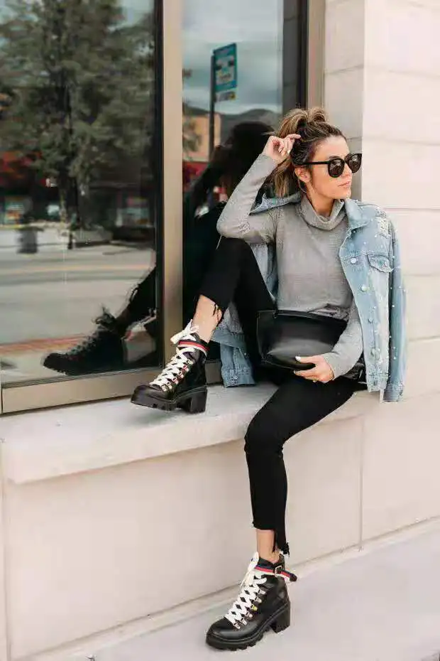 Осенне-зимние новые стильные женские ботильоны из натуральной кожи с круглым