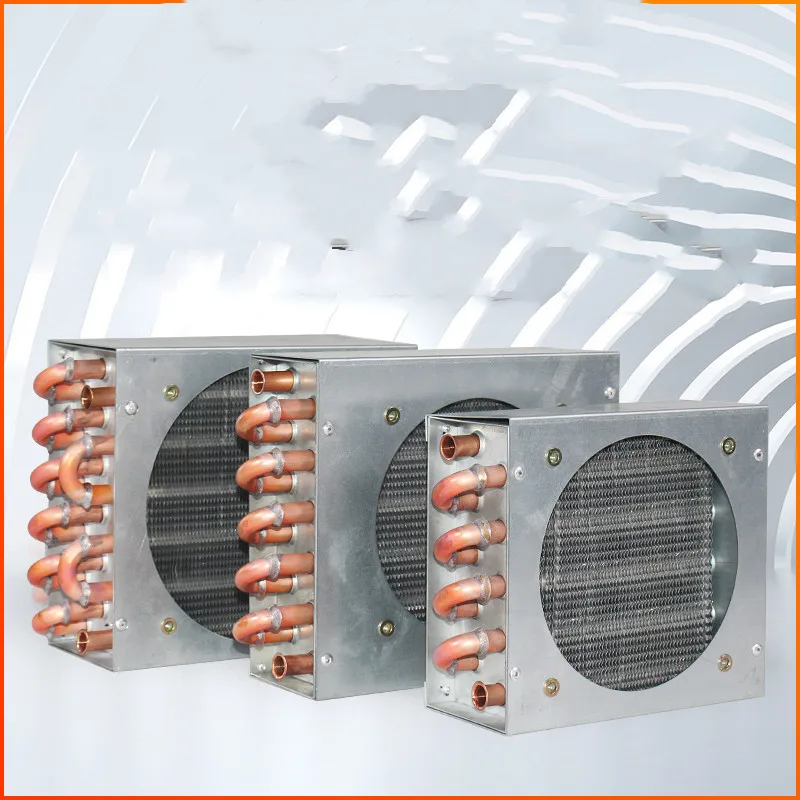 

Air conditioner refrigerator freezer small shell copper tube aluminum fin condenser with fan for cooling
