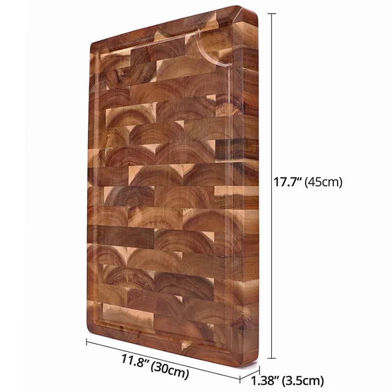 450x350x35mm Большая многофункциональная Толстая разделочная доска из акации с желобком для сока, разделочная доска для кухни 18x12x1,4 - Цвет: 450x350x35mm