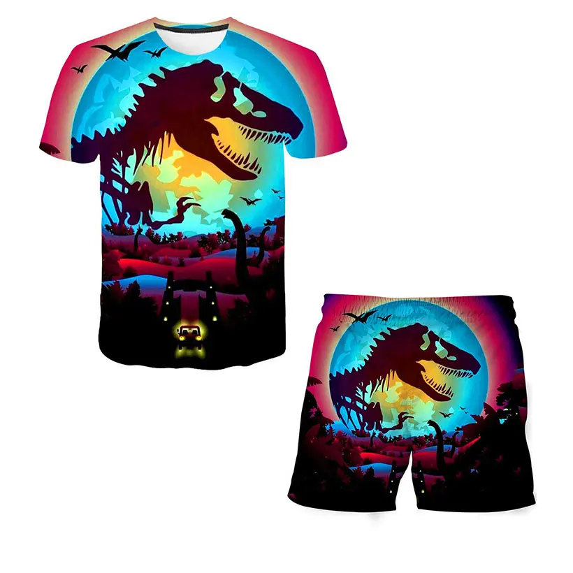 

Children Clothing Summer Polyester T-shirts Jurassic Park T-Shirt Boys Girls Cartoon Suit Kids Dinosaur Print 3d For Boys