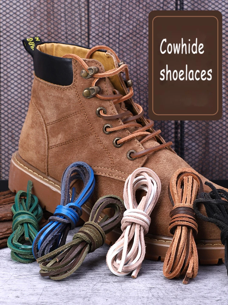 

1Pair Top layer leather shoelaces colorful solid shoelace leather shoes'shoelace sports shoelace decorative type shoelaces