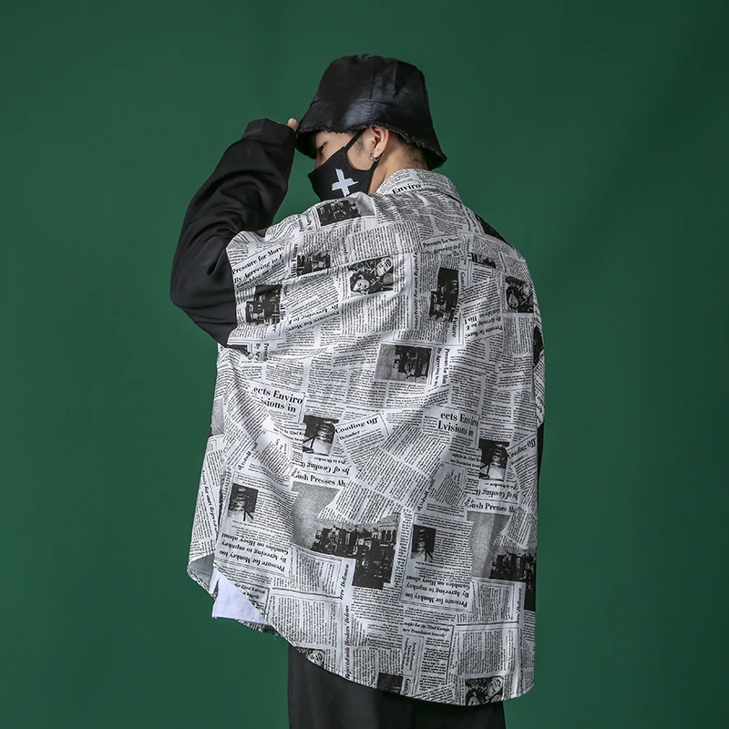 Мужская Повседневная рубашка с принтом свободная длинным рукавом большие