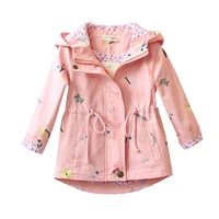 trench coat autumn spring childrens outerwear for baby girls girls trench coat jacket childrens embroidered long sleeve hooded