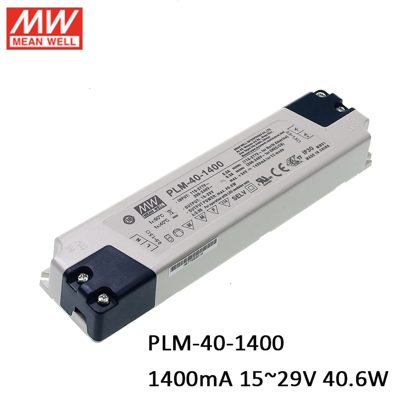 Бренд MEAN WELL представляет PLM 40 1400 1400mA 15 29V постоянный ток 40W светодиодный Питание 3