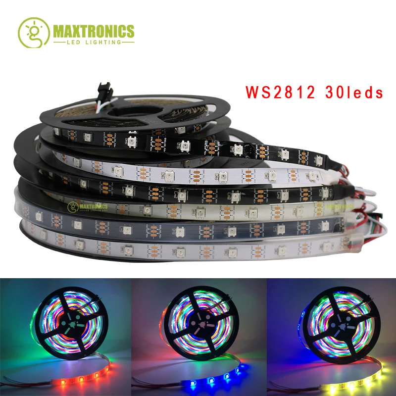 Светодиодная лента WS2812B WS2812 черная/белая водонепроницаемая IP30/65/67 5 в пост. Тока м |