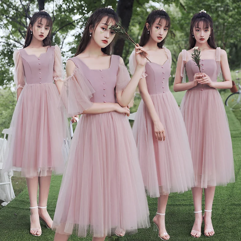 

Bridesmaids Dress Illusion A-Line Luxury Strapless Spaghetti Straps Lace Tulle Vintage Floor-Length Lady Wedding Party Gown E120