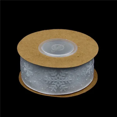 white-25mm 10 мм/25 мм 10 м/лот Снежинка настро подарок из органзы обертывание вечерние рождественские ленты ремесла украшения Лента атласня рубы ленты - Цвет: white-25mm