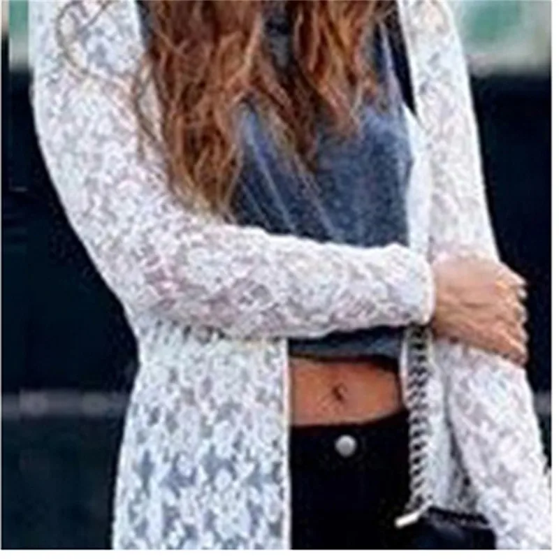 summer Women Blouse white Sexy Perspective Kimono Beach lace Cardigan tops Cover Up Wrap Sun Shirt Long shirt blusas | Женская одежда