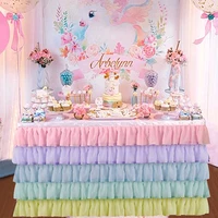tulle tutu table skirt tablecloth 5 tiers little mermaid tableware decoration wedding birthday baby shower party decoration