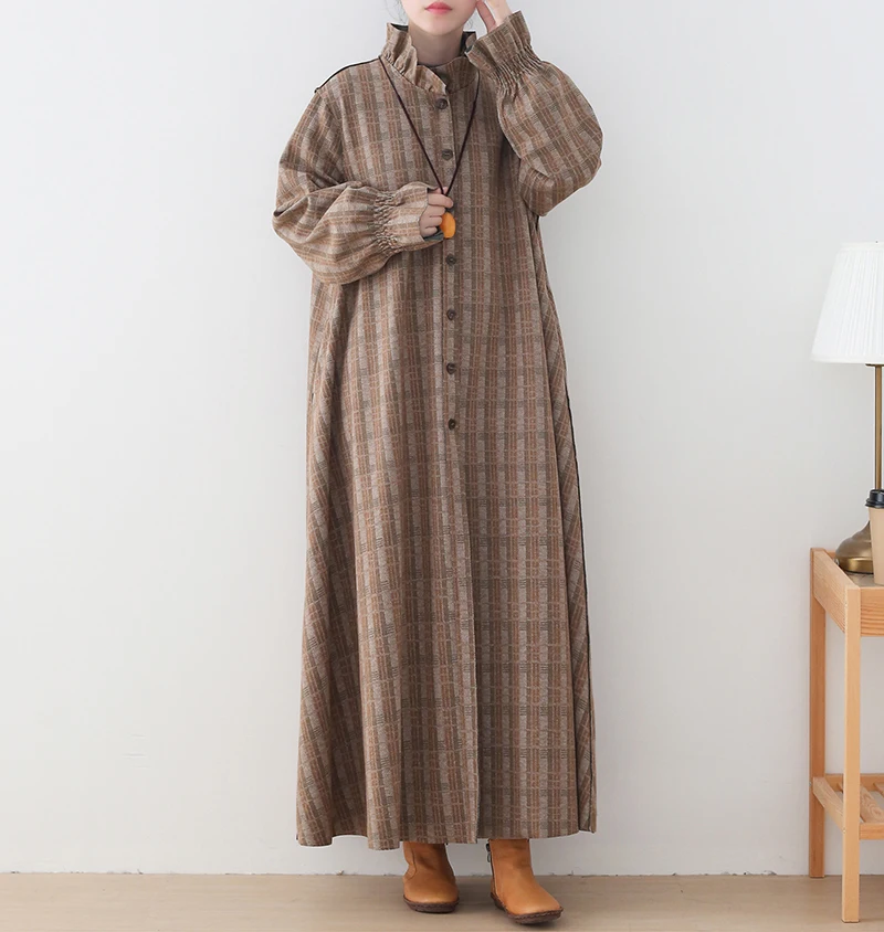 Новый 2020 Для женщин шерстяное пальто утолщенное клетчатое в винтажном стиле с