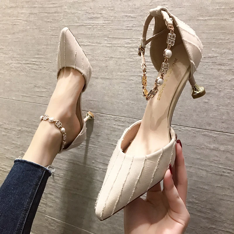 Classic basic high heel women solid color elegant simple fashion Buckle Strap ladies shoes spring autumn must-have W37-48 | Обувь