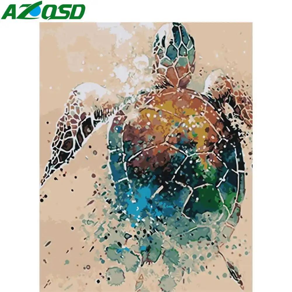 

AZQSD картины масляная краска ing по номерам черепаха акриловая ручная краска набор холст картины по номерам Морская Черепаха Животное домашни...