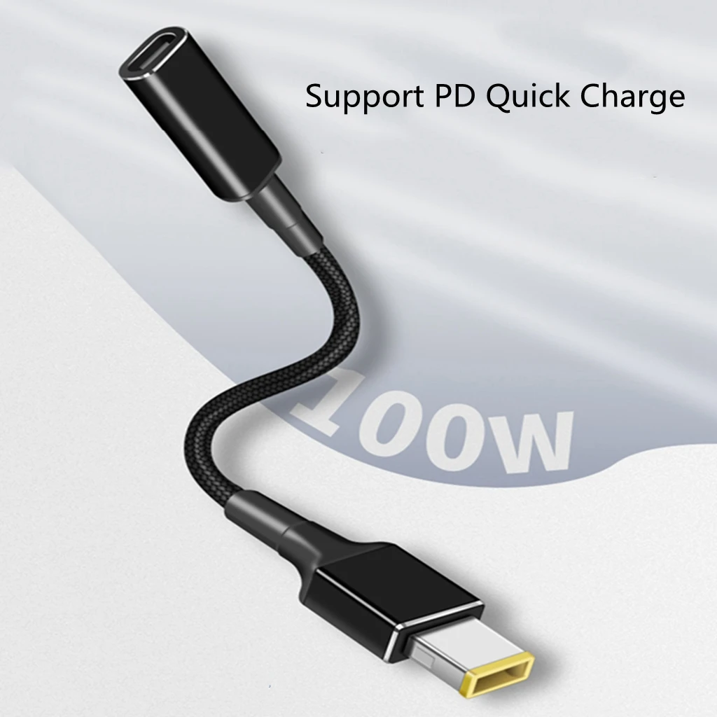 100 Вт USB Type C женский квадратный штекер конвертер USB-C кабель для быстрой зарядки