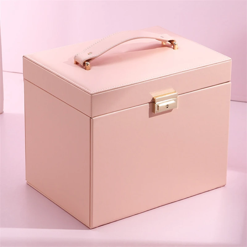 XINSOM Women Large Jewelry Box Organizer Multilayer High Capacity Jewelry Storage Box With Mirror Jewelry Case Casket Girls Gift
