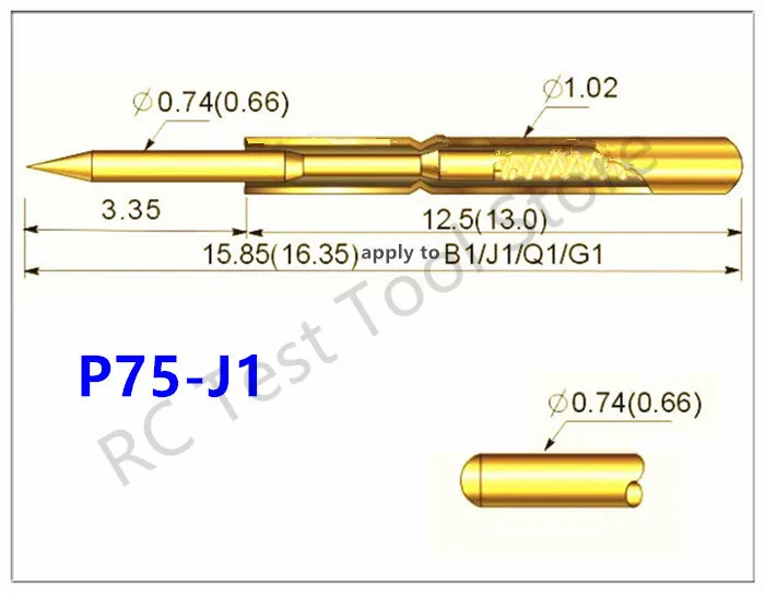Лидер продаж пружинный тестовый зонд серии P75 Pogo штифт 100 шт. диаметр 1 02 мм