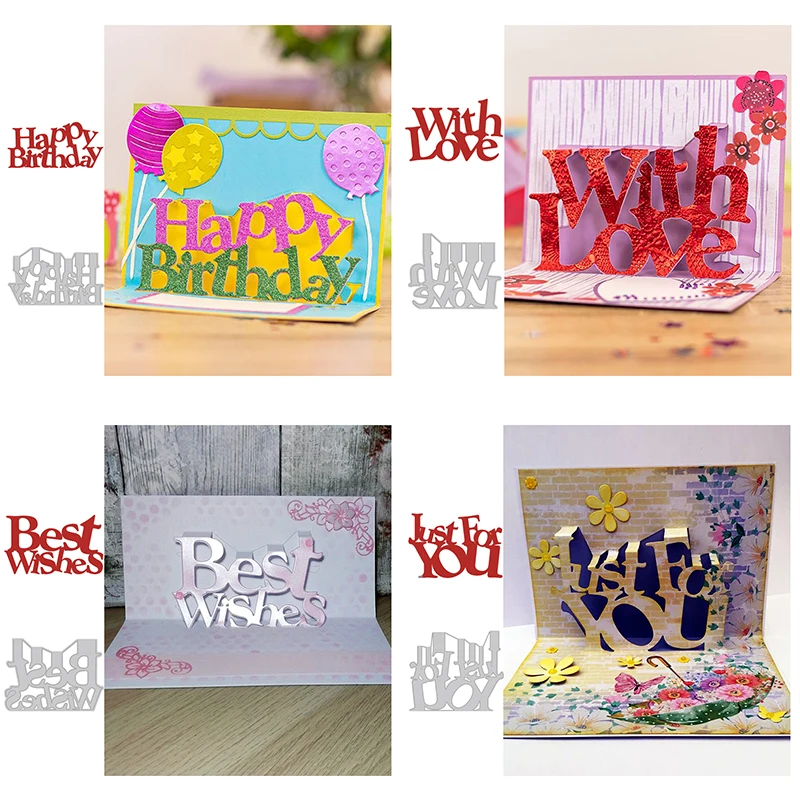 Birthday Greeting Card Craft Metal Cutting Frame Templates Scrapbooking Embossing Paper Cards Photo Album Stencils Dies | Дом и сад