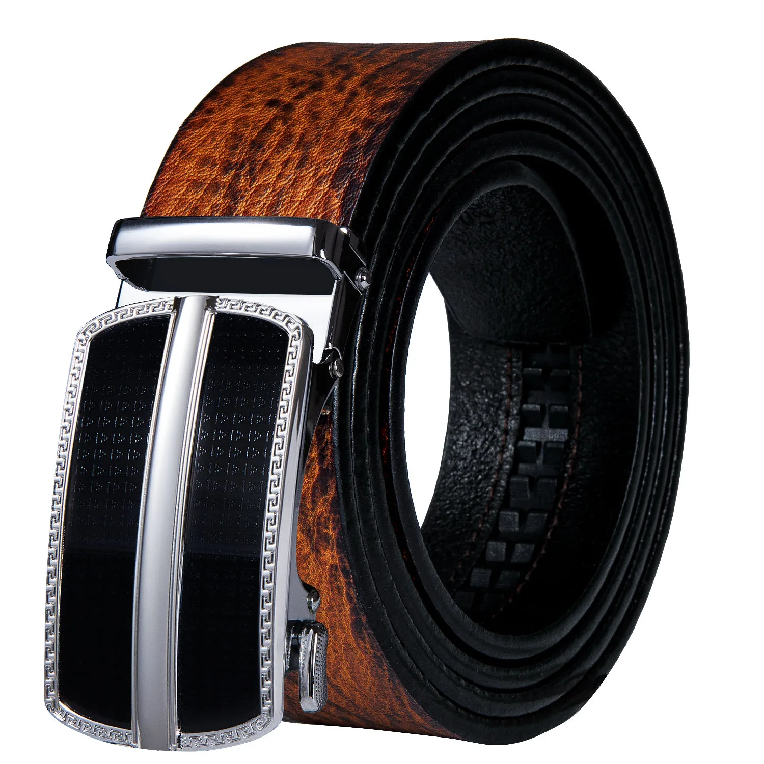 

Brand Genuine Leather Alloy Automatic Buckle Belts For Men Fashion Luxury Orange Cowskin Leather Men Strap DiBanGu