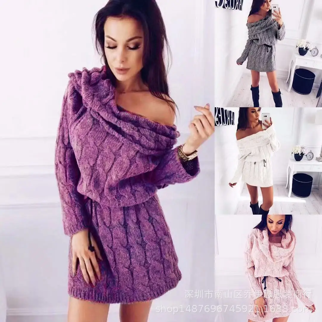 ZOGAA женские вязаные платья 2020 зима осень сексуальное платье с открытыми плечами