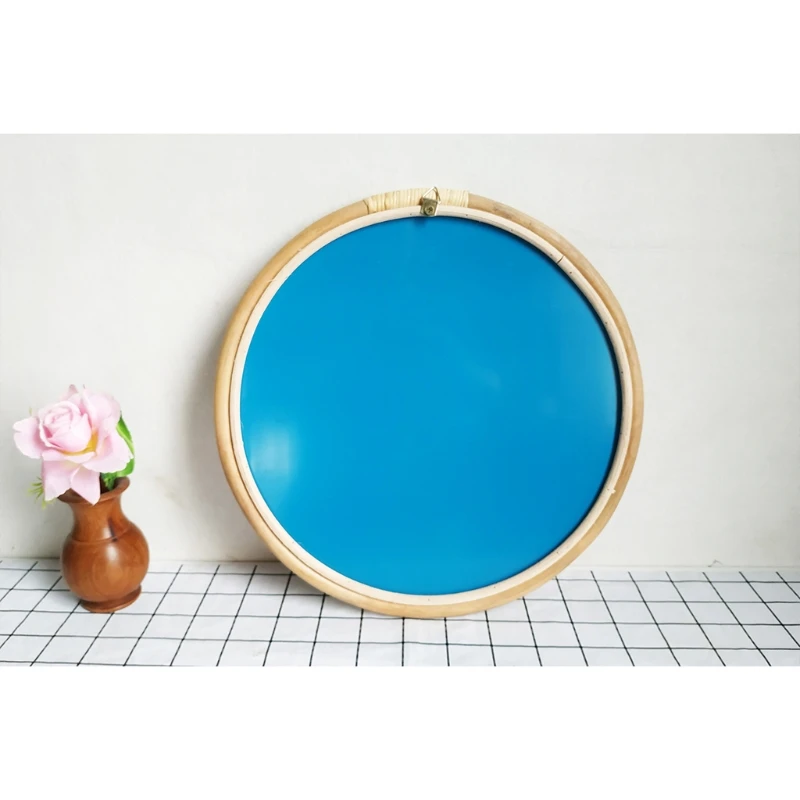 

Rattan Circle Wall Mirror 16 Inch Round Dressing Mirror for Entryways Washrooms T3EC