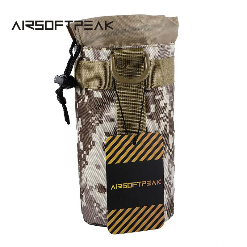 Desert Camo AIRSOFTPEAK Тактический футляр для фляги Чехол чайника Открытый кемпинг Сумка для охоты Molle Страйкбол Охота Спортивный Чехол для бутылочки - Цвет: Desert Camo