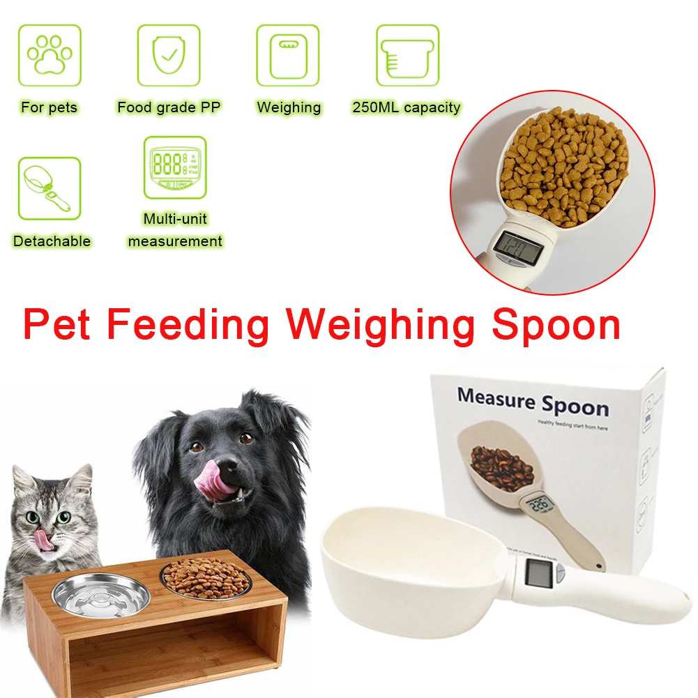

800g Cat Food Dog Food Weighing Spoon Pet Food Electronic Measuring Spoon Kitchen Scale Spoon Cup Portable With Led Display