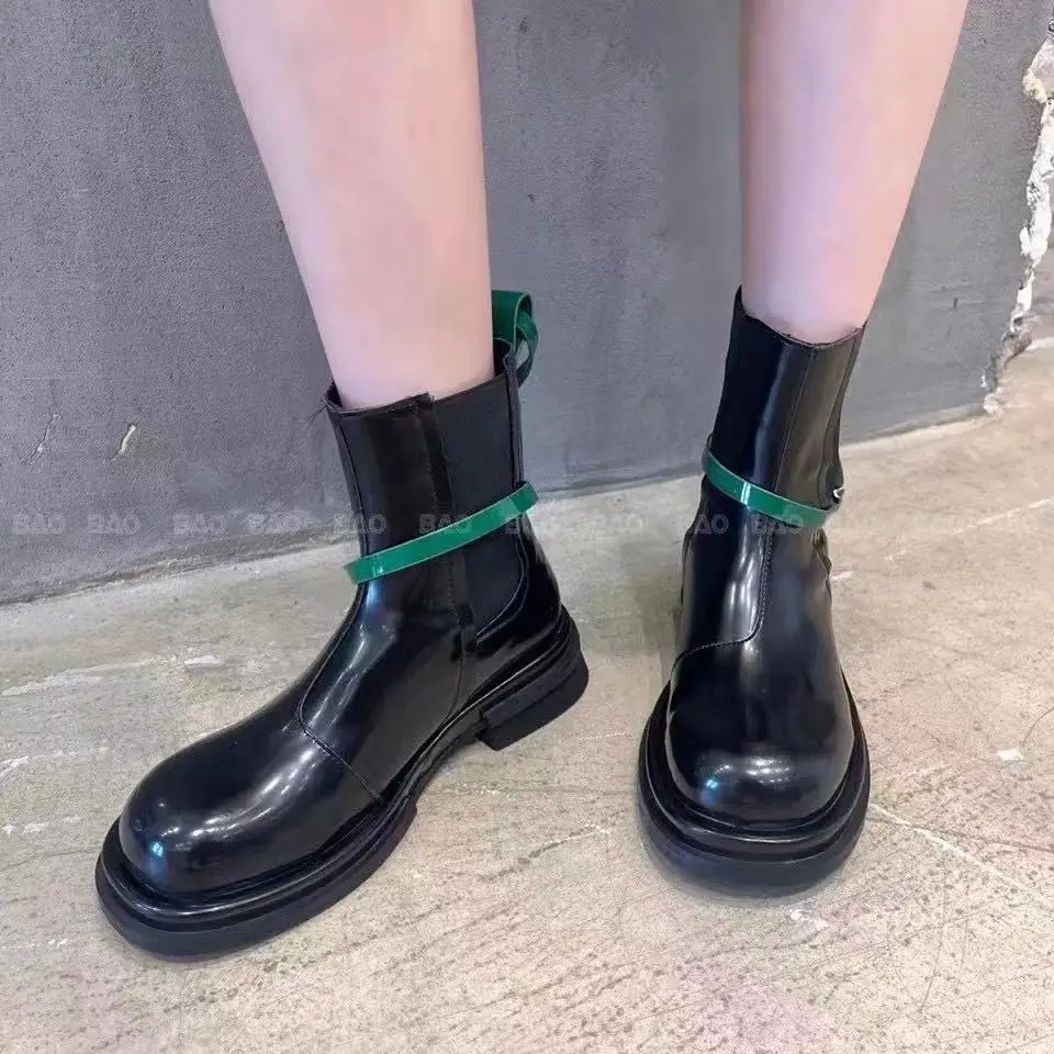 

Chimney Martin boots women's summer thin section 2021 new style fried street short boots thick-soled black short boots Chelsea b