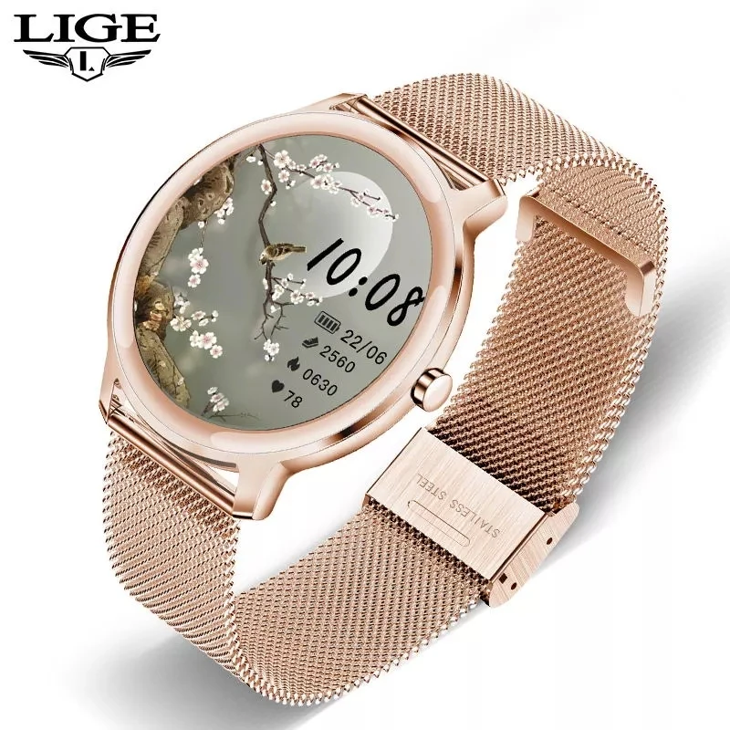 

2021 Women Smart watch Ladies Fashion sport Heart rate Blood pressure Pedometer sleep Information reminder Waterproof watch+Box