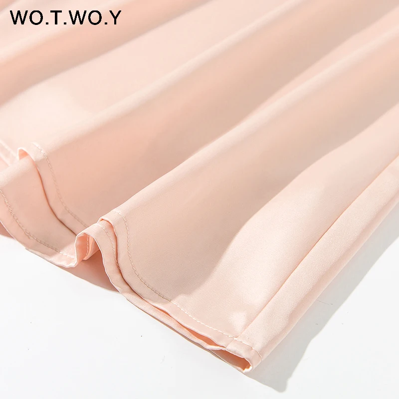 Женская шелковая юбка с высокой талией WOTWOY элегантная Однотонная до середины