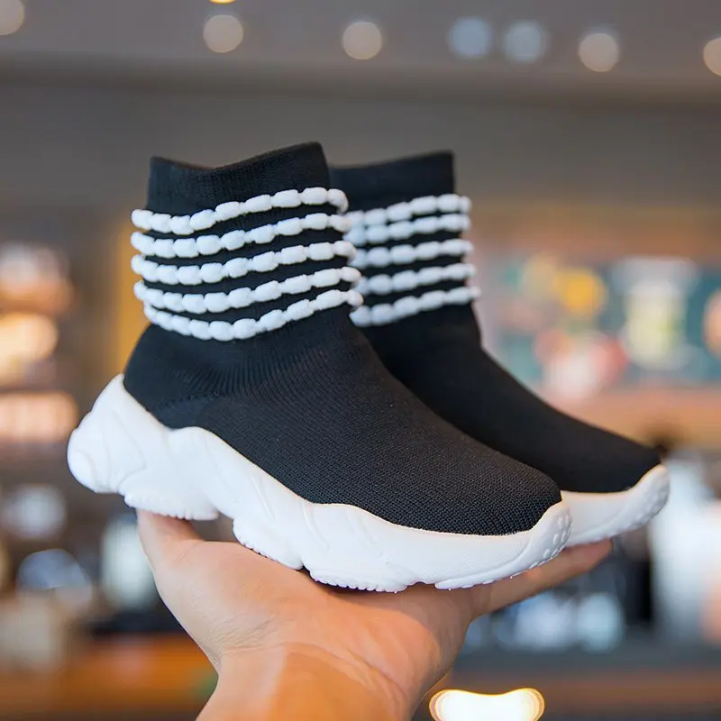 

Girls Boots 2020 Winter Children Casual Boots Soft Bottom Kids Stretch Knitted Boots Comfortable Outdoor Kids Student Shoes