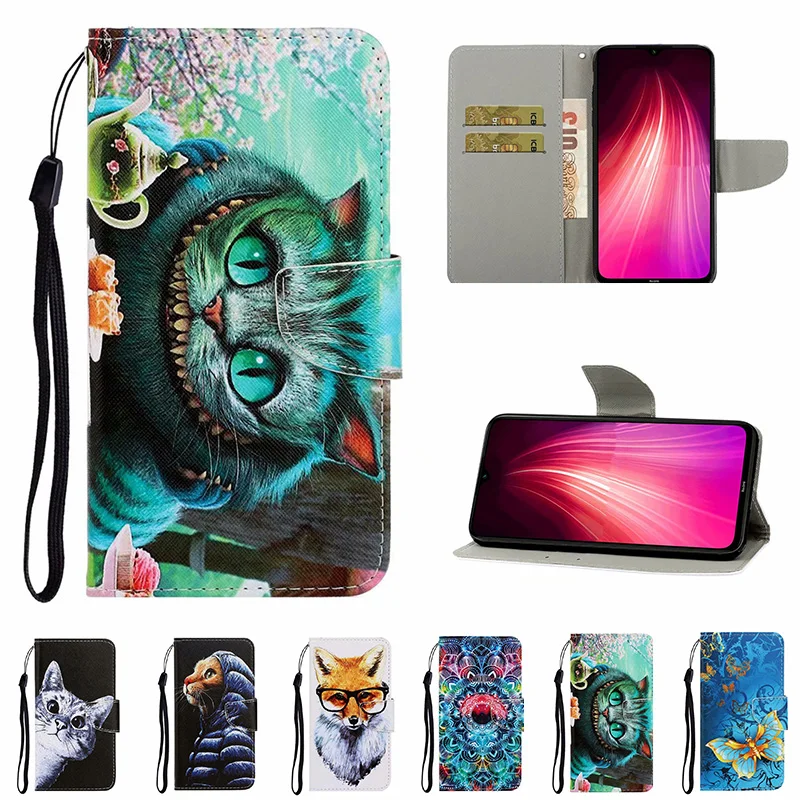 Кожаный чехол-книжка для Xiaomi Redmi Note 7 Pro с принтом | Мобильные телефоны и аксессуары