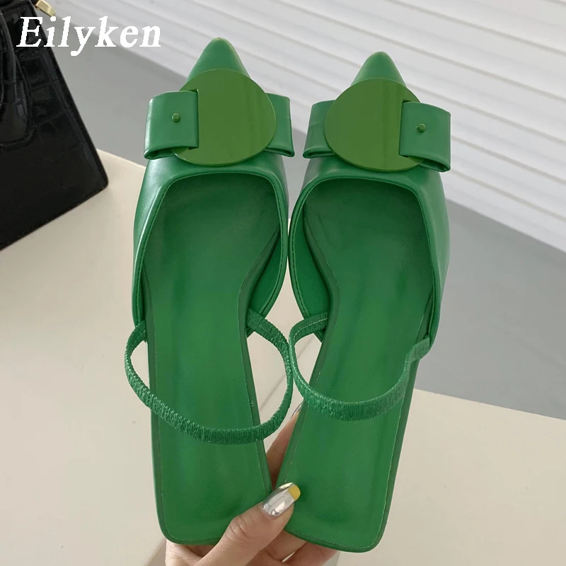 

Eilyken 2022 New Women Pumps Sandals Thin Low Heel 4cm Ladies Fashion Pointed Toe Shallow Slingback Mules Dress Shoes