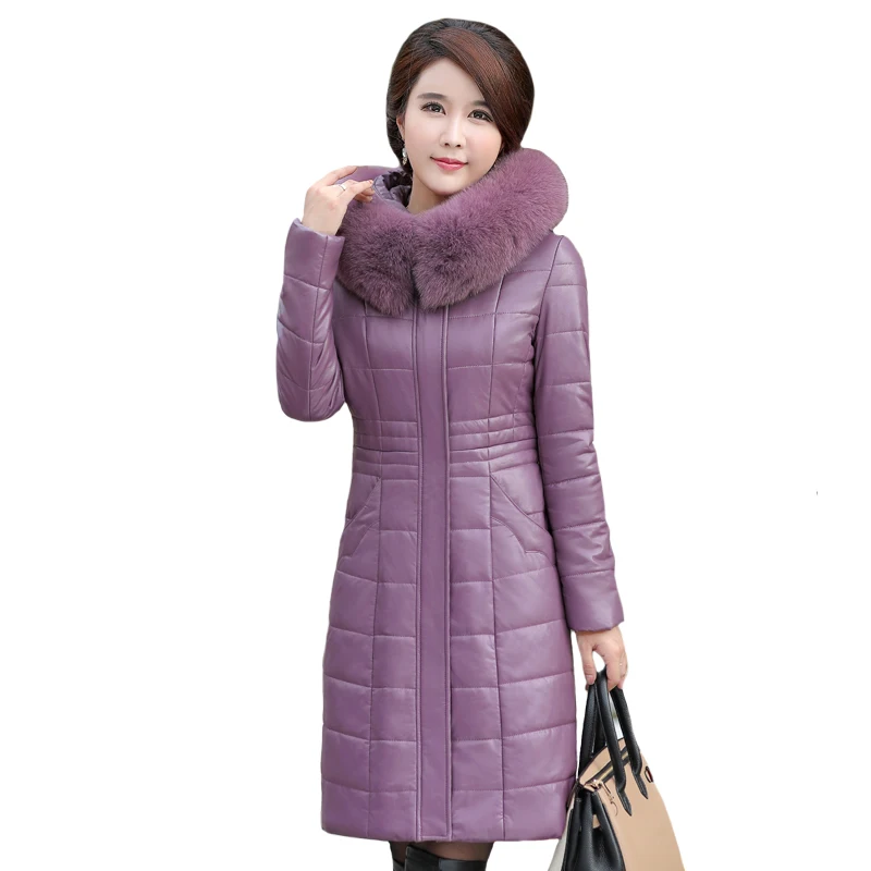 2020 зимняя кожаная куртка Женское пальто из искусственной овчины с капюшоном и