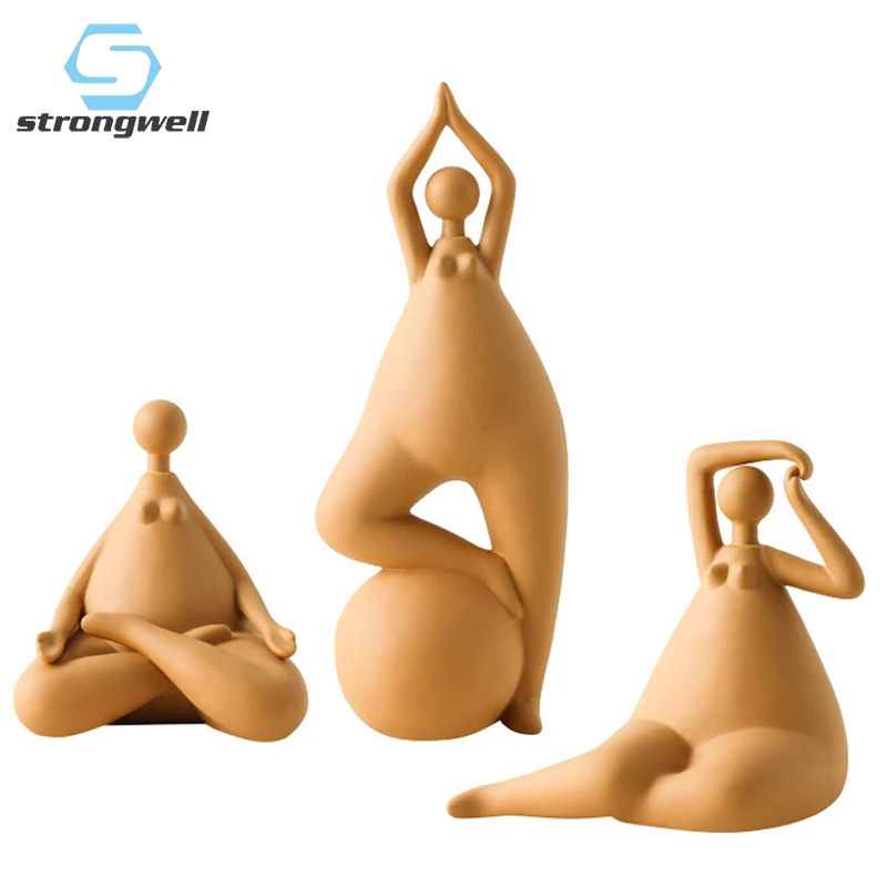 

Strongwell Nordic Fat Yoga Character Sculpture Ceramic Abstract Artwork Statue Living Room Home Decorations Birthday Gift