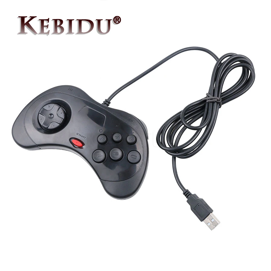 Kebidu 1 sztuk USB przewodowy Gamepad 6 przycisków kontroler do gier JoyPad Joystick dla Sega dla Saturn System styl na PC dla mac