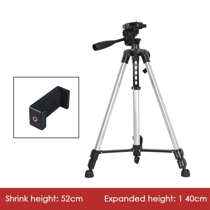 

Camera Tripod 55 Inch Lightweight Live Streaming Tripod with Phone Holder and Bag for Camera Phone Max Load 3KG Silver