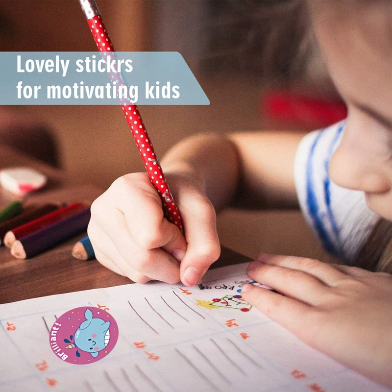 

500pcs/roll 1 Inch Kawaii Encourage Sticker Unicorn Sticker Animals Reward Sticker for Kids Cute Pattern School Teacher Supplies