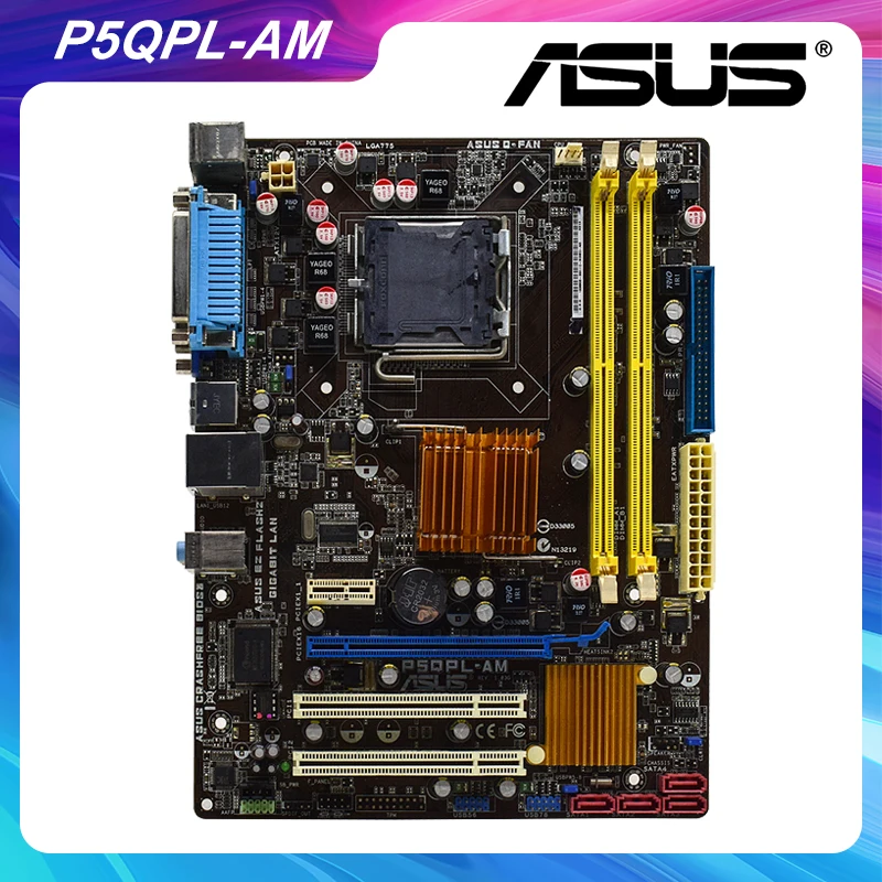 

ASUS P5QPL-AM LGA 775 Motherboard Motherboard Intel G41 DDR2 8GB Core 2 Duo E4600 E4700 Cpus PCIE X16 VGA SATA2 8×USB2.0 uATX