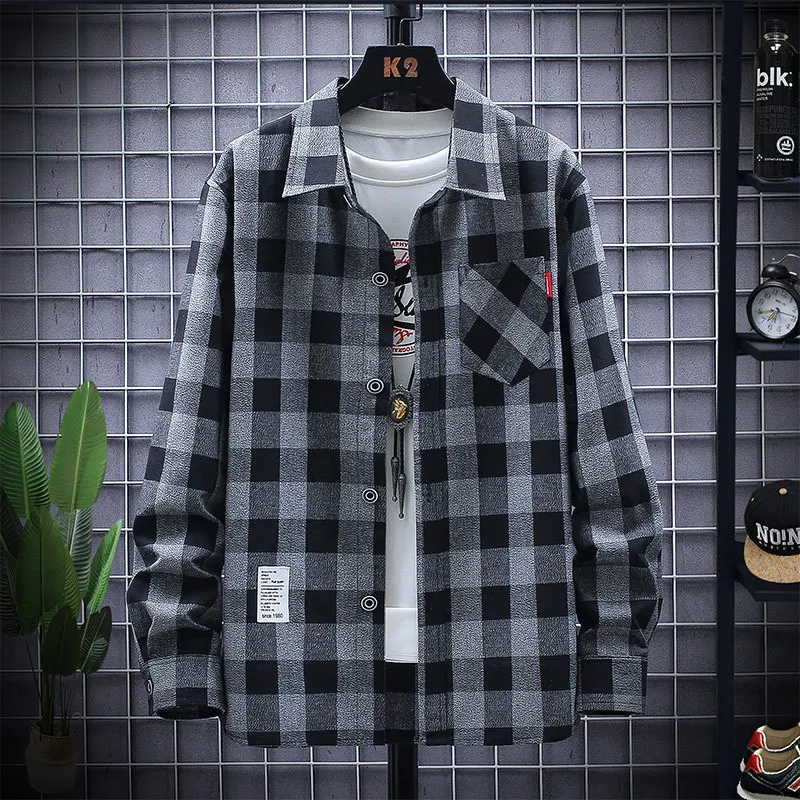 

and autumn period and the new plaid shirt male han edition loose long-sleeved shirts men handsome joker leisure coat
