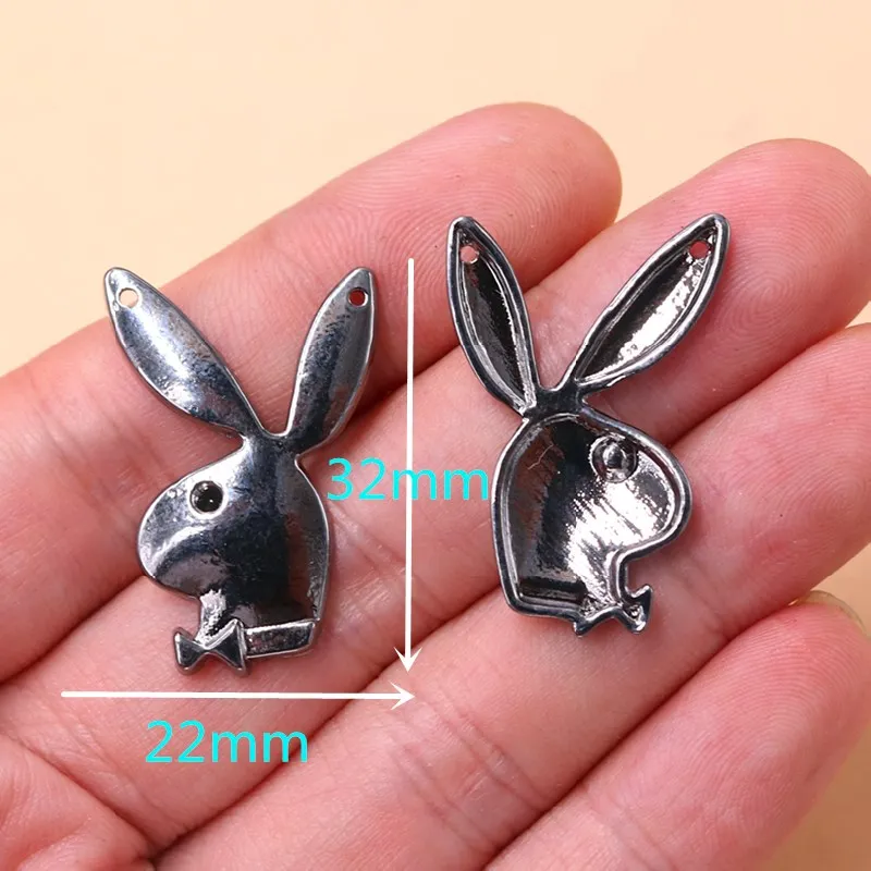 6 шт. экологически чистое покрытие милый длинный кролик подвески с двумя