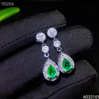 kjjeaxcmy fine jewelry 925 silver natural emerald new girl popular gemstone earrings ear stud support test chinese style