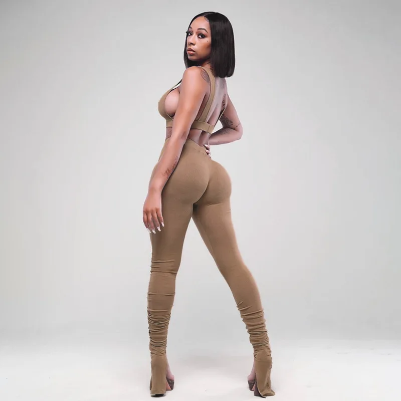 

2 Pieces Set Ladies Yoga Suit Street Hollow Gym Set Solid Color Summer Slim Street Suit Pants Trousers Slits Women Sportswear