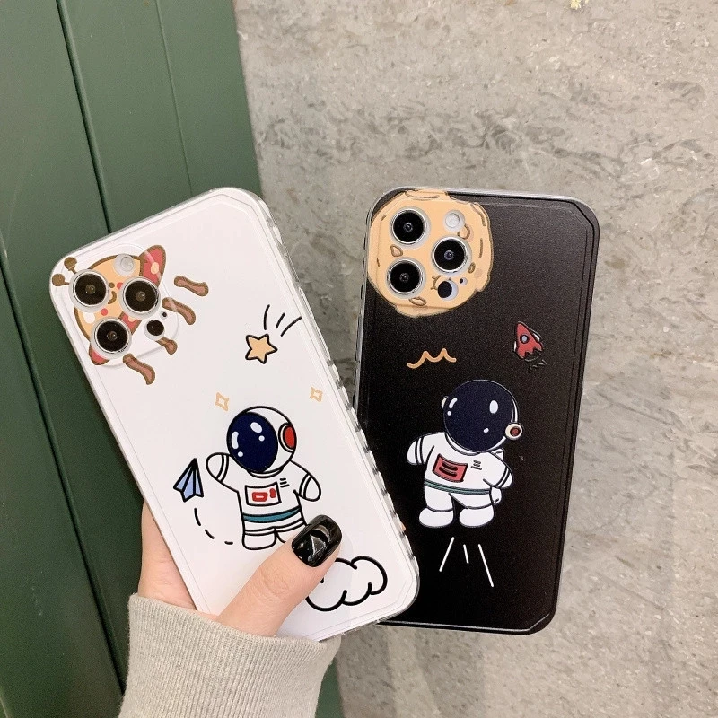 

Liquid Silicone Cute Planet Astronaut Case For iPhone 12 11 Pro Max 12 Mini XS X XR 7 8 Plus SE 2020 Soft Cartoon Bumper Shell