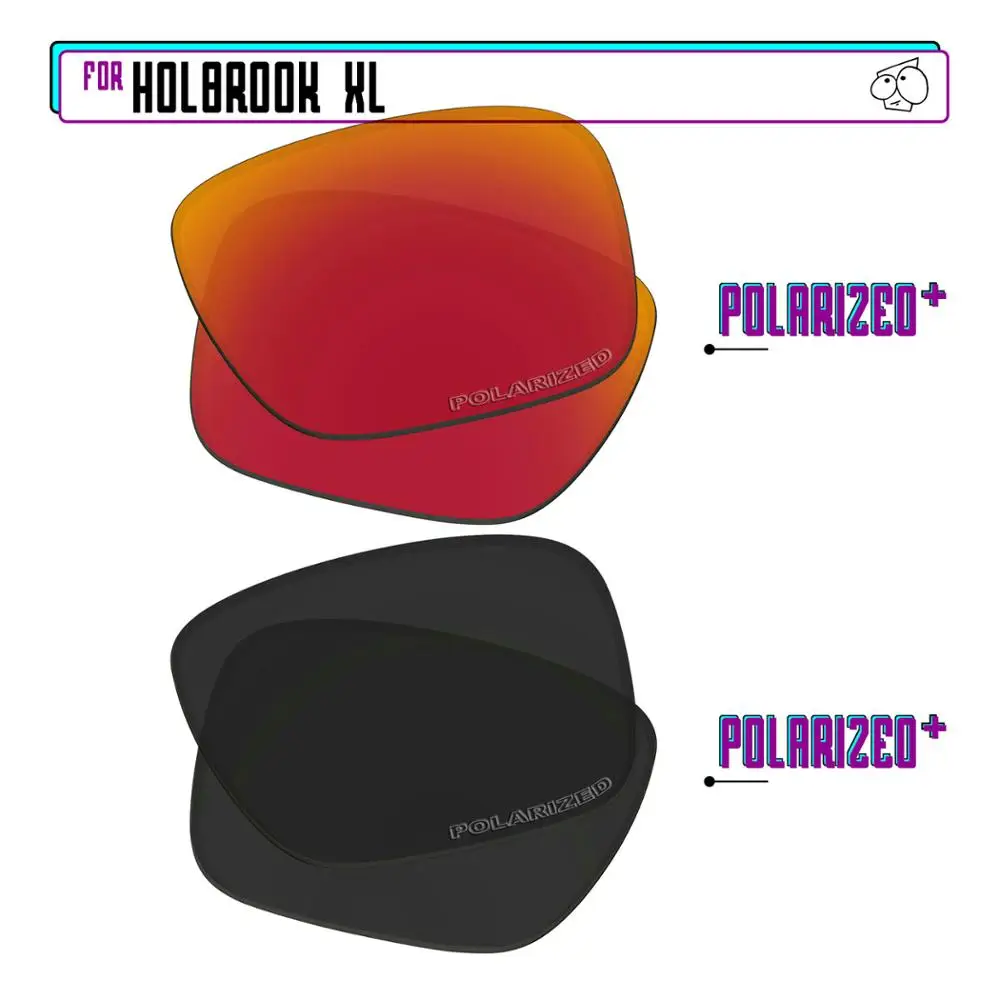 EZReplace Polarized Replacement Lenses for - Oakley Holbrook XL Sunglasses - BlackPPlus-RedPPlus