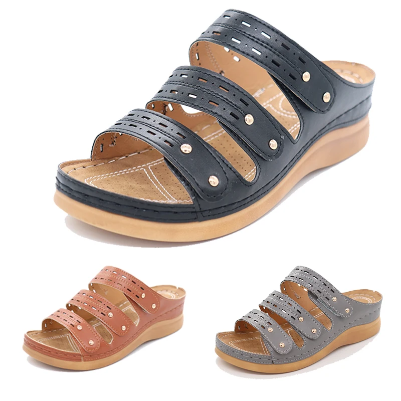 Сандалии-гладиаторы женские удобные шлепанцы модные римские сандалии на