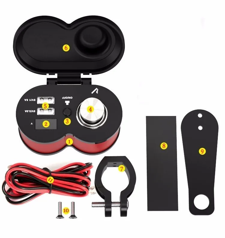 OHANEE moto rcycle USB зарядное устройство для телефона 12 В/24 В разъем прикуривателя Dual USB QC 3,0 moto зарядное устройство светодиодный водонепроницаемый вольтметр
