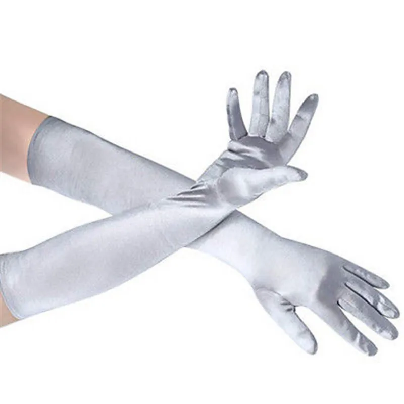 Fashion Stretch White Glove Long Gloves Black Red Elbow Length Women Dance Party Gloves Full Finger Guantes Boda