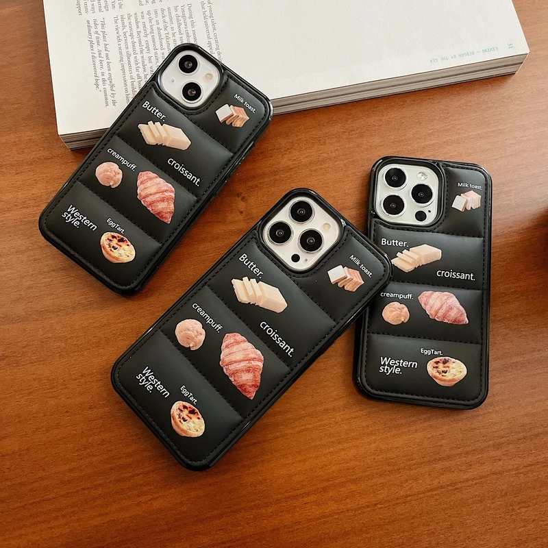

Winter Down Jacket 3D The Puffer Dessert Food Soft Cloth Phone Case For iPhone 13 12 11 Pro Max Xr X Xs Max 7 8 Plus Soft Cover