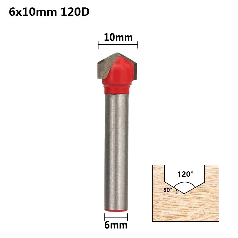 1pc 6x10x120D XCAN 1 шт. 60 градусов V Форма древесины фрезы с 10 мм диаметр 6 мм хвостовик древесины триммер 3D Фрезерный резак резьба по дереву нож - Длина режущей кромки: 1pc 6x10x120D